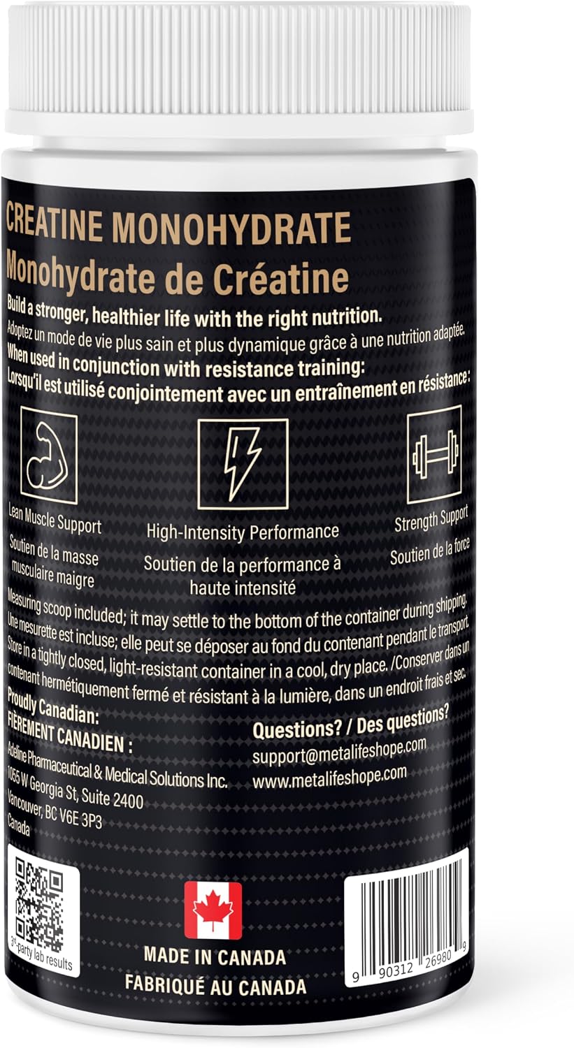 METALIFE - Polvo de monohidrato de creatina, 100 porciones, fabrica...