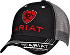 Ariat Sombrero de malla para hombres negro rojo gris