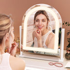FENNIO - Espejo de tocador con luces, espejo de maquillaje iluminad...