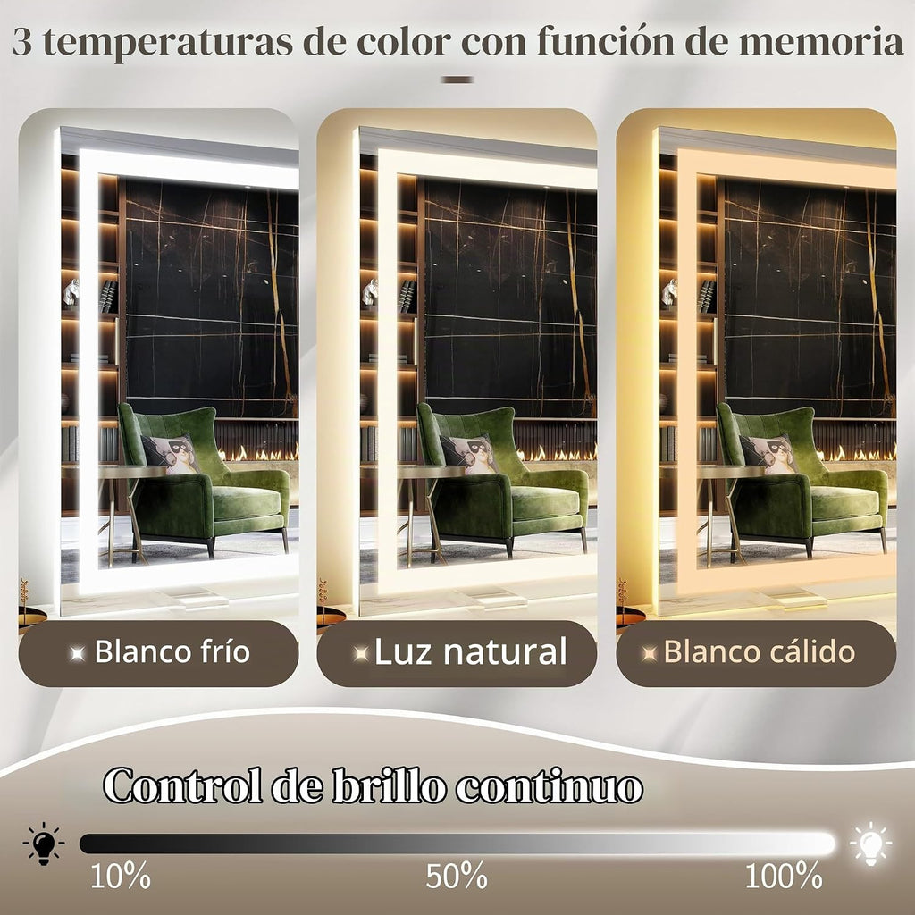 FENNIO Espejo de tocador grande con luces, espejo de maquillaje con...