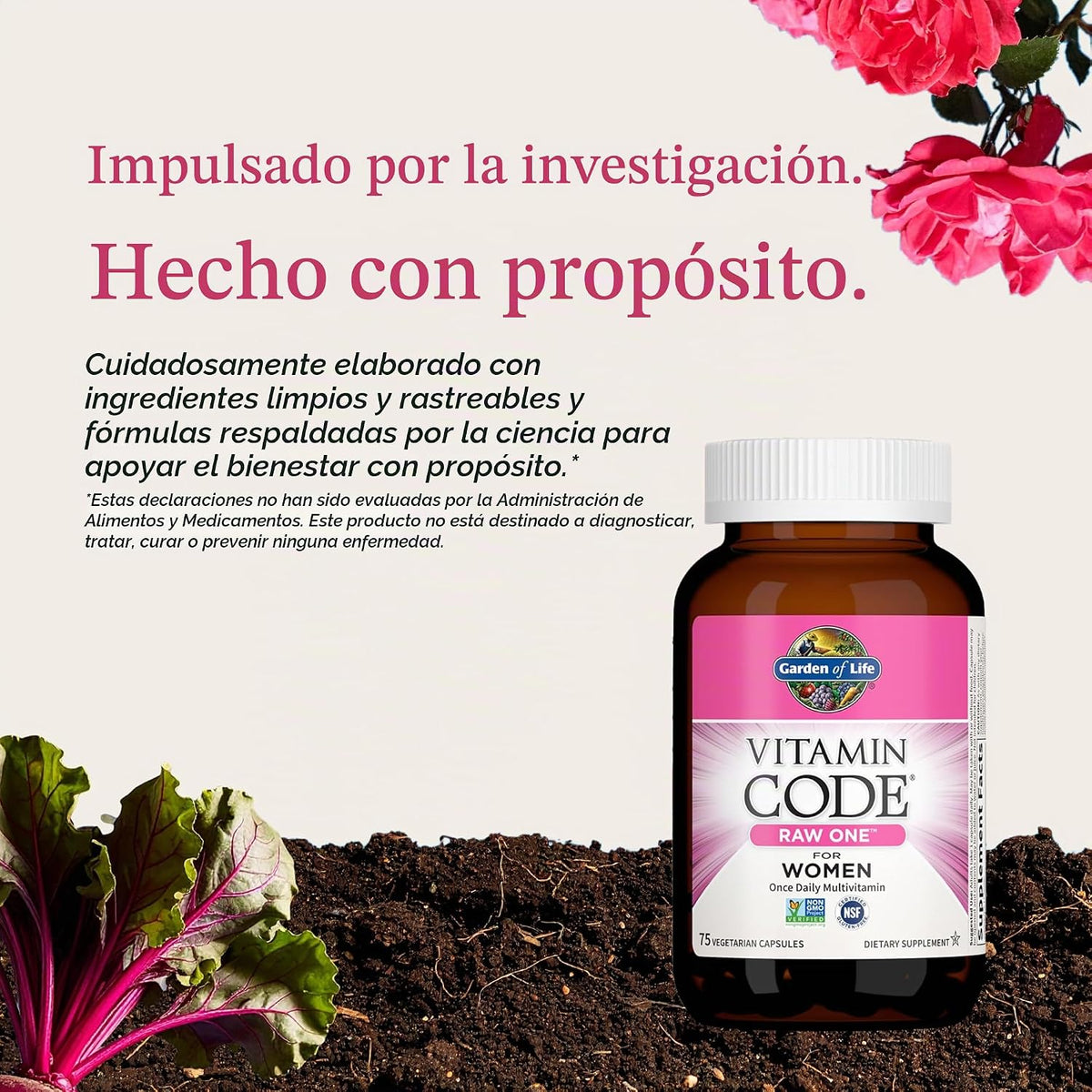 Suplemento multivitamínico vegetariano para Mujeres Garden of Life,...