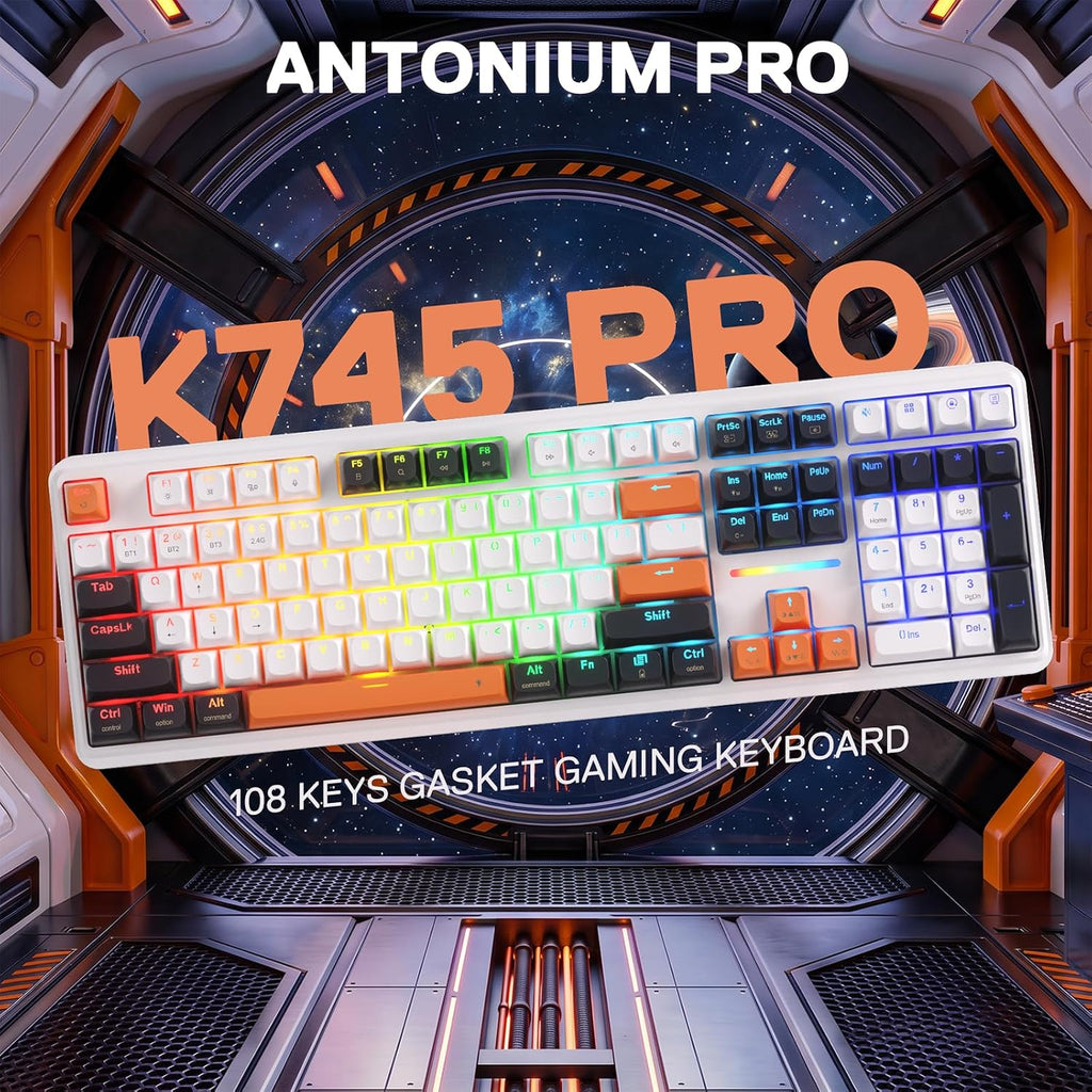 Redragon K745 PRO Teclado inalámbrico para juegos RGB con junta de...