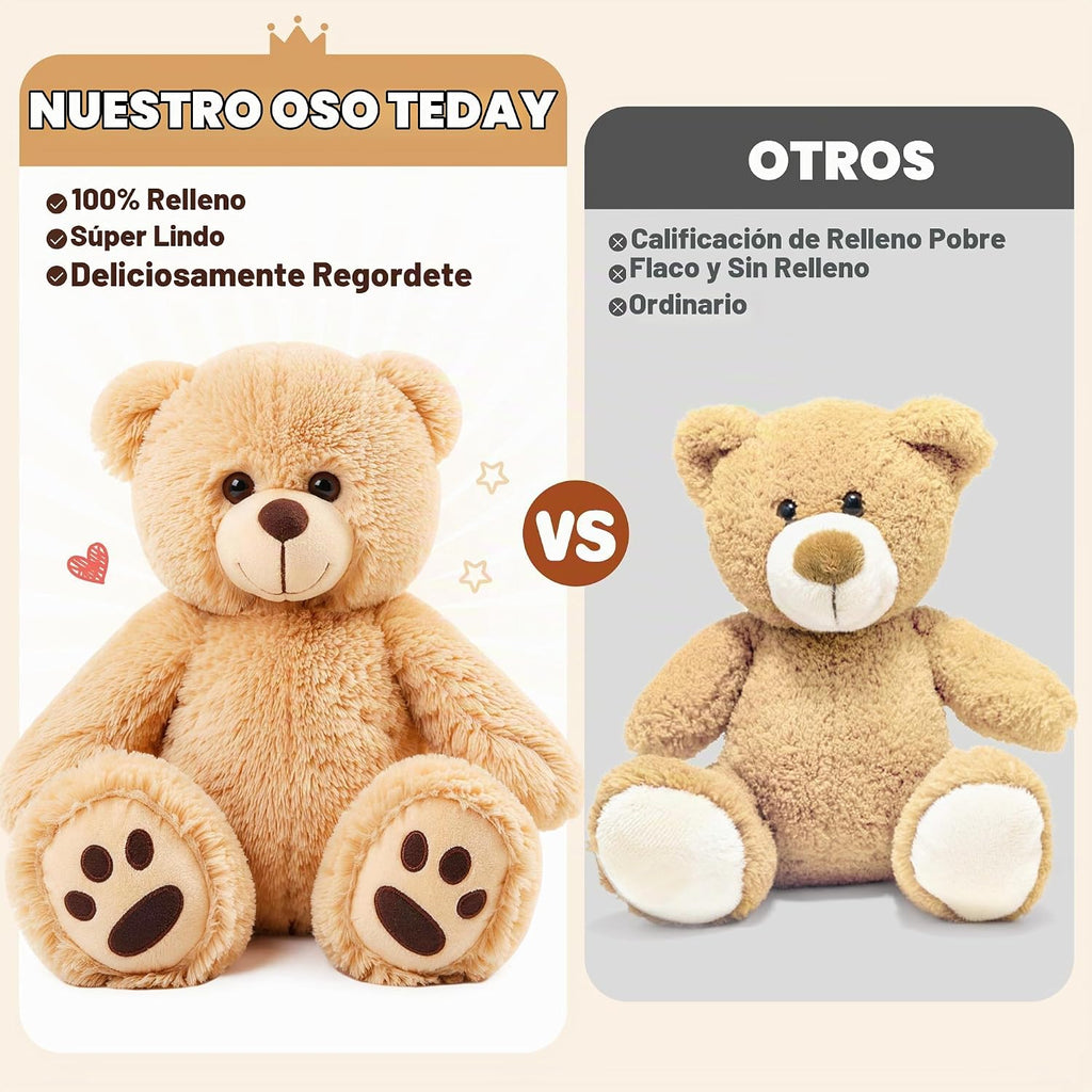 LotFancy Teddy Bear - Peluche de peluche suave de 15.0 in, color ma...