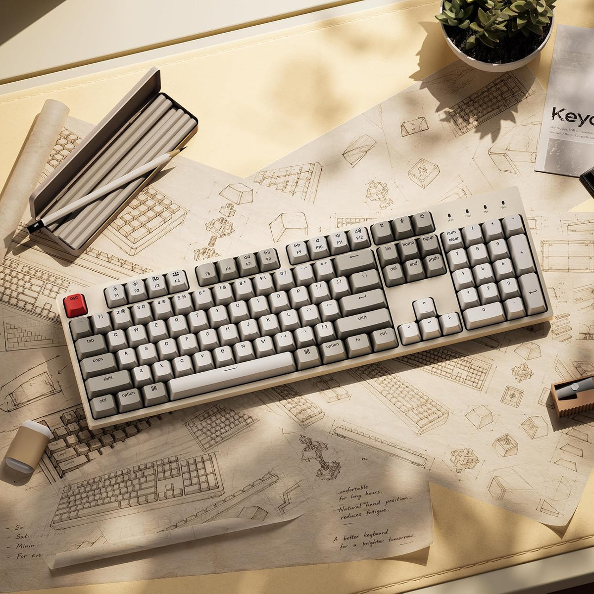 Keychron C2 Teclado Mecánico con Cable de Tamaño Completo Compatibl...