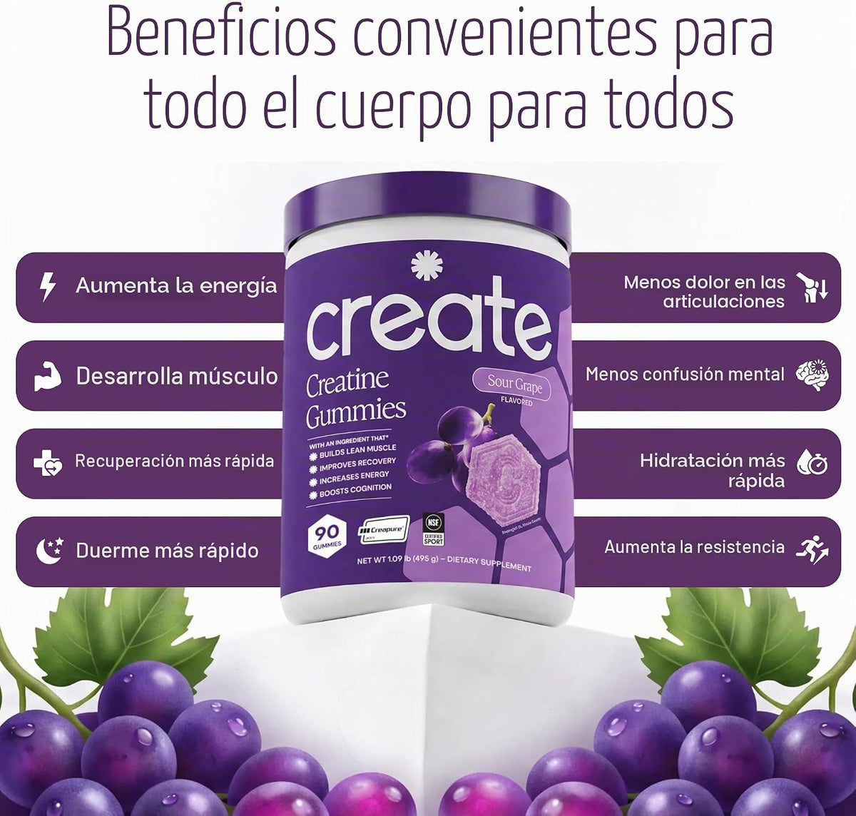 Create gomitas de monohidrato de creatina para mujeres y hombres, u...
