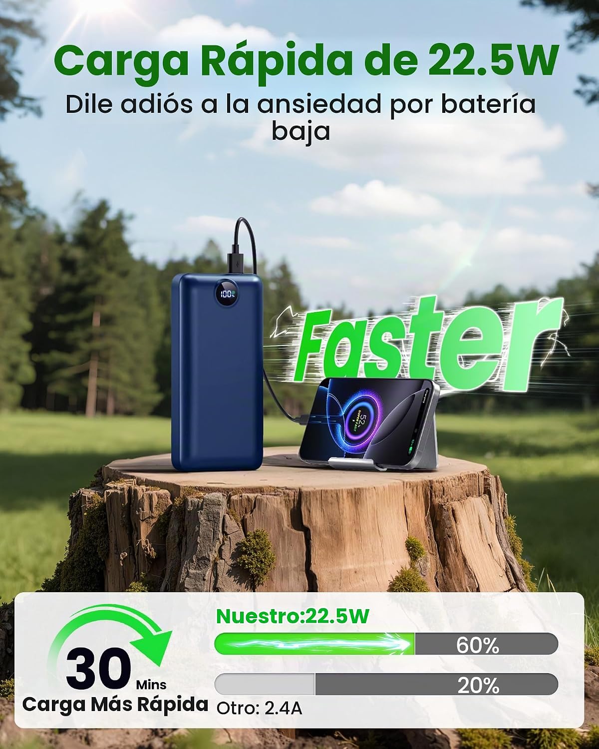 Cargador portátil Power Bank 50000mAh 22.5W Batería de carga rápida...