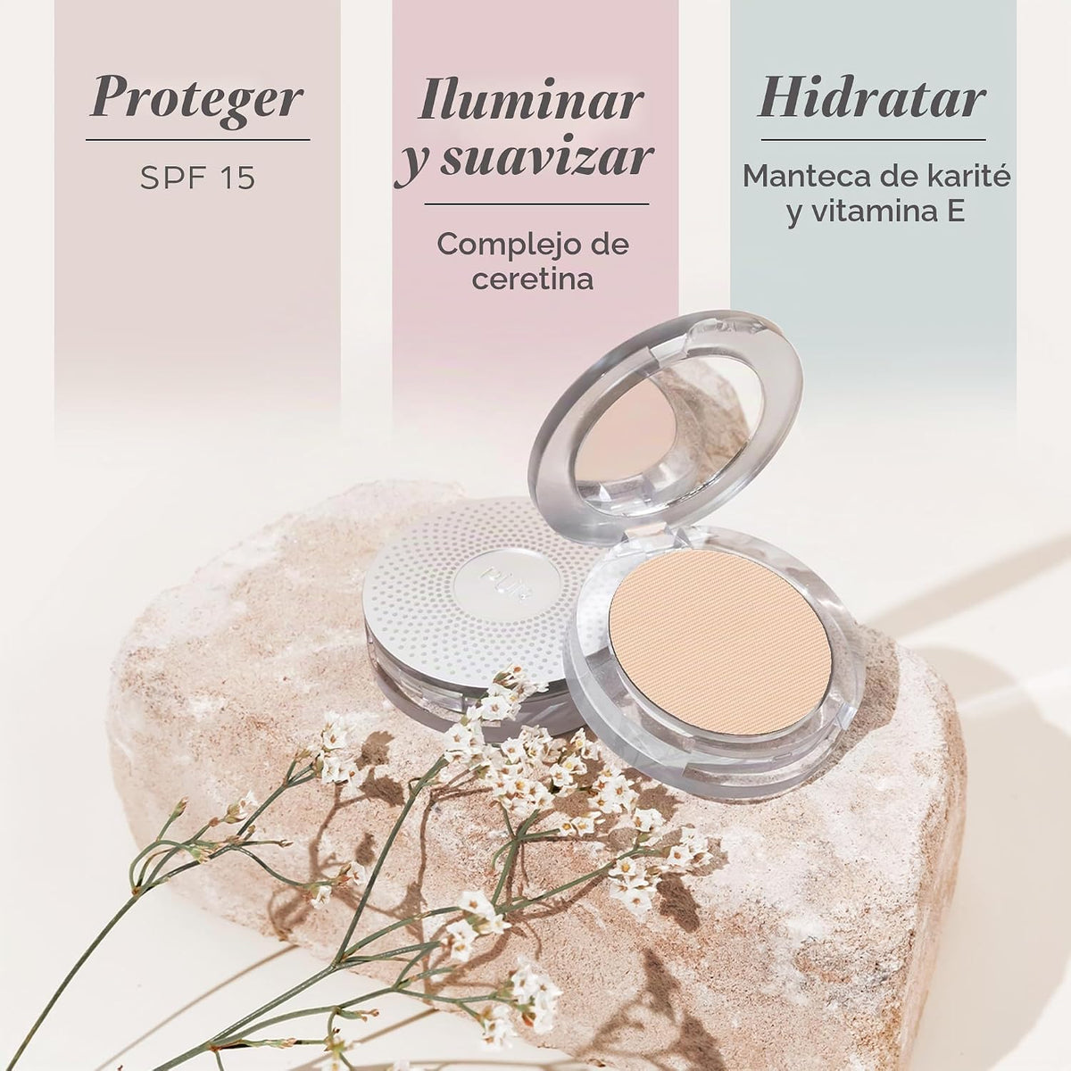 Base de maquillaje mineral prensada 4 en 1 PÜR con SPF 15