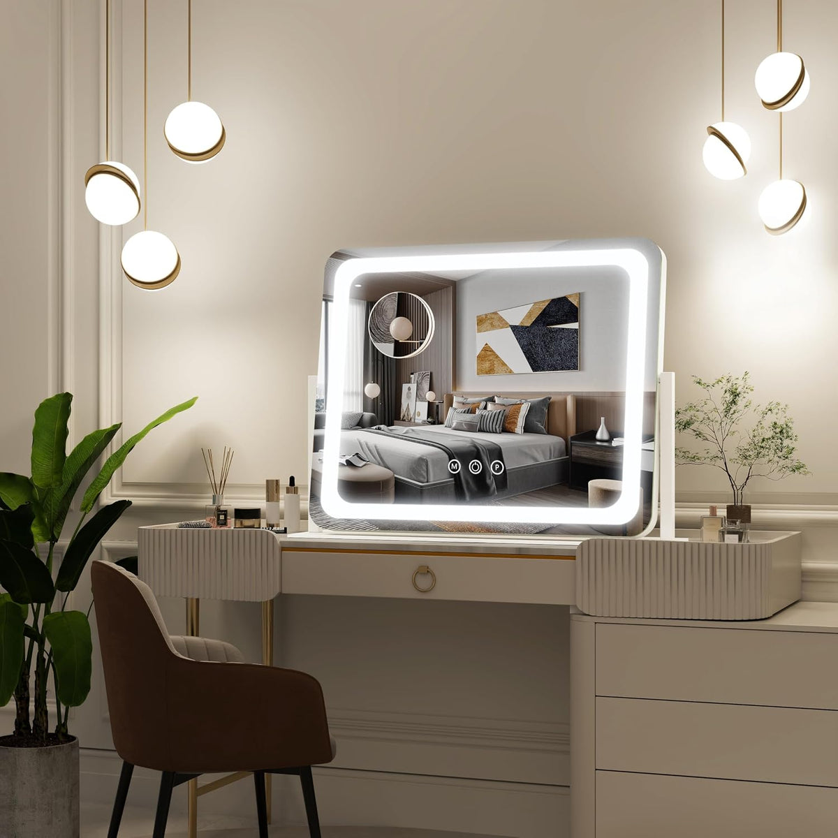 FENNIO Espejo de Tocador con Luces 22''x17'' Espejo...