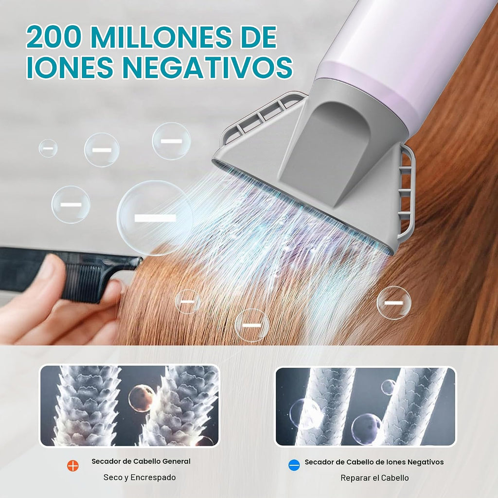 Secador de pelo iónico con difusor y concentrador, secadora profesi...