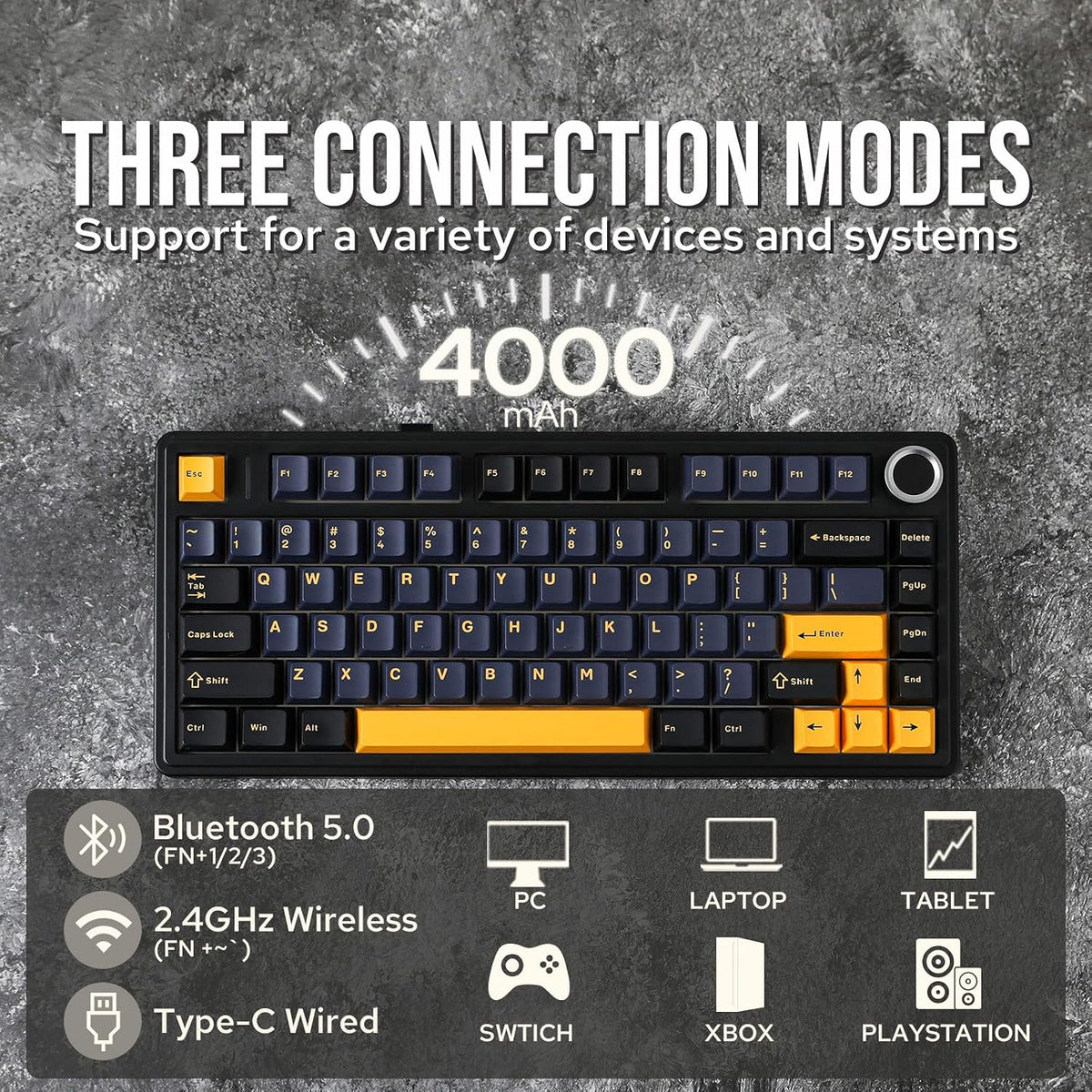 EPOMAKER x Aula F75 - Teclado mecánico con junta, 75% inalámbrico i...