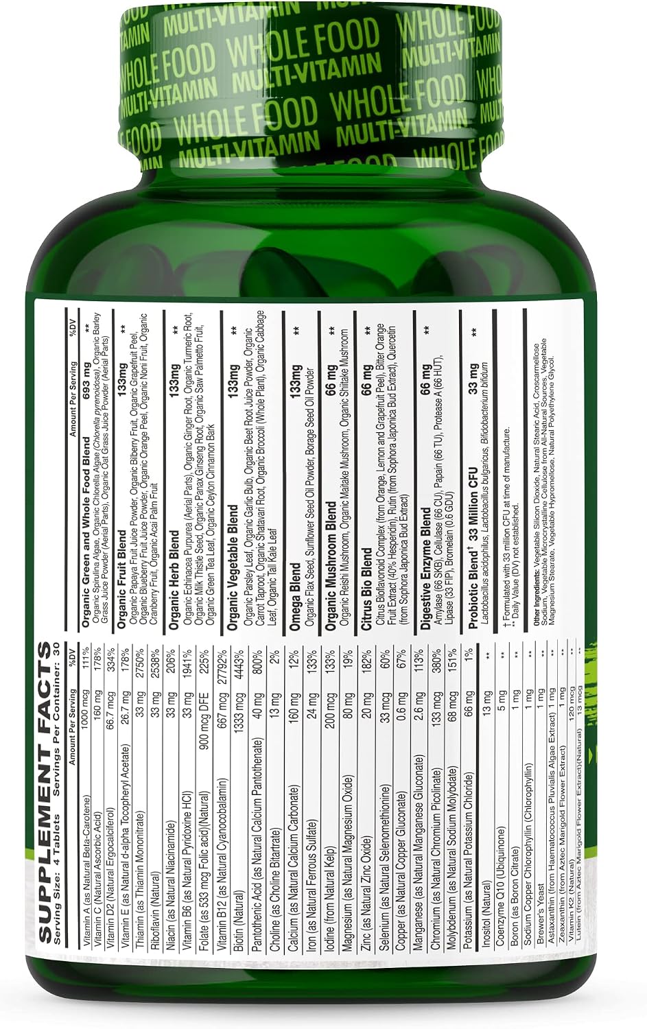 Multivitamínico de alimentos enteros para hombres, múltiples vitami...