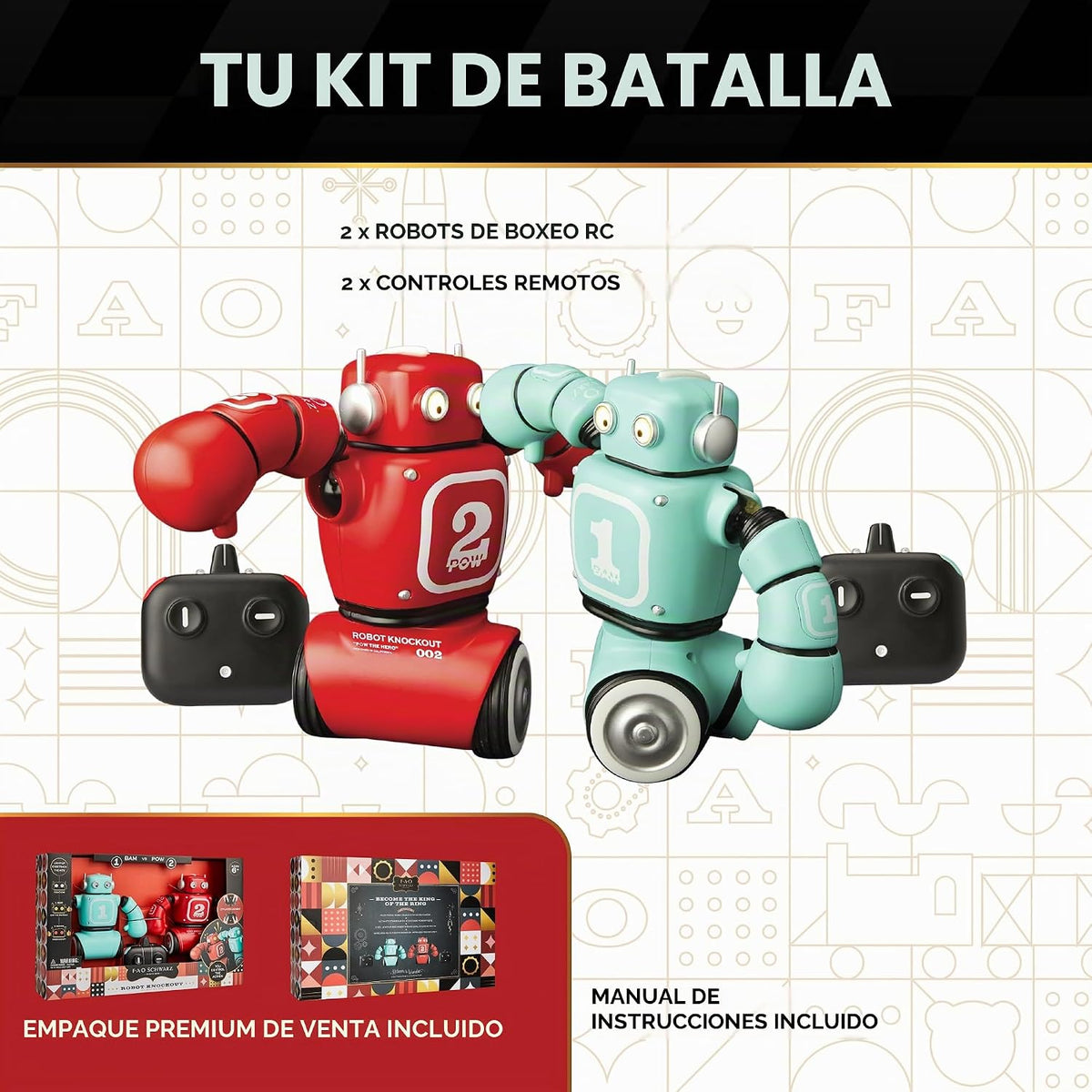 FAO Schwarz RC Robot Knockout Control Remoto Boxeo Set, 2 Robots de...
