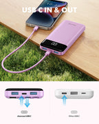 charmast Cargador portátil con 4 cables integrados reforzados | 100...