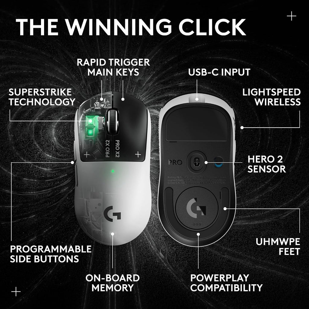 Logitech PRO X2 SUPERSTRIKE Lightspeed - Mouse inalámbrico para jue...