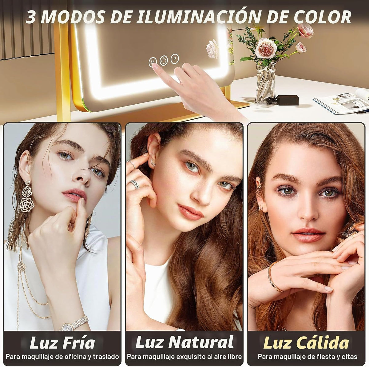 FENNIO Espejo de tocador con luces de 22 pulgadas, espejo de maquil...