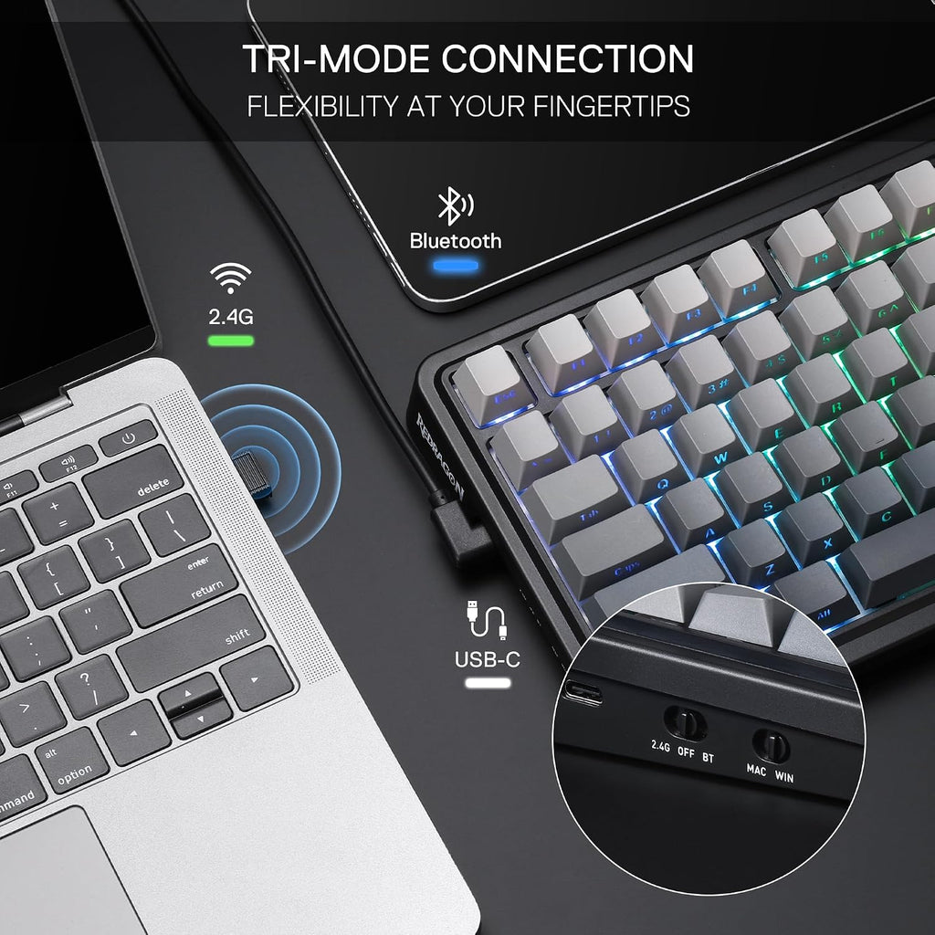 Redragon K686 PRO Teclado mecánico inalámbrico para juegos con junt...