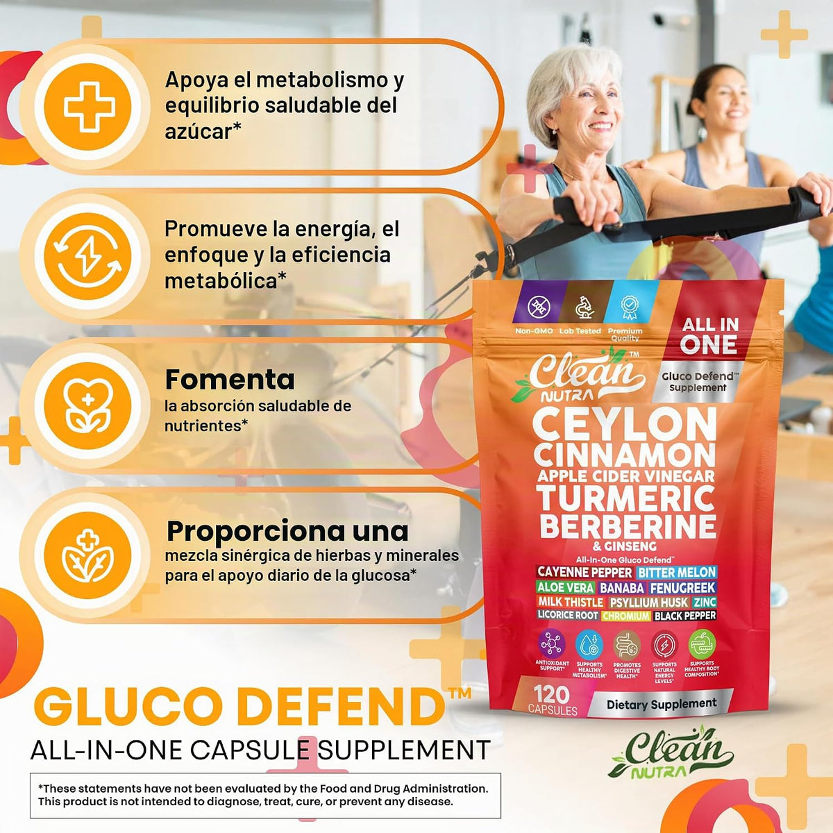 Cápsulas de canela de Ceilán + vinagre de sidra de manzana, cúrcuma...