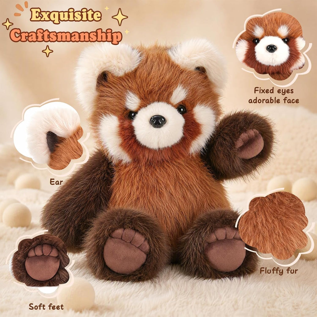 Peluche de panda rojo, juguete interactivo de peluche con piernas m...