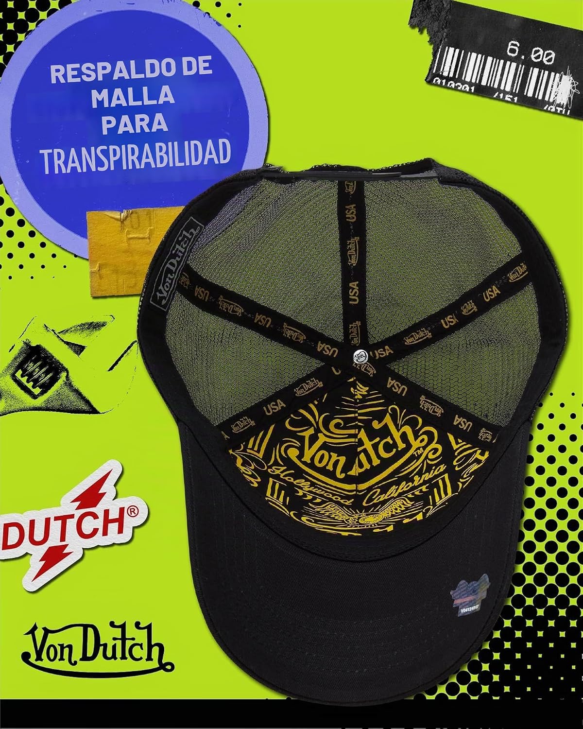 Von Dutch Gorra unisex de camionero \u2013 Gorra de béisbol retro c...