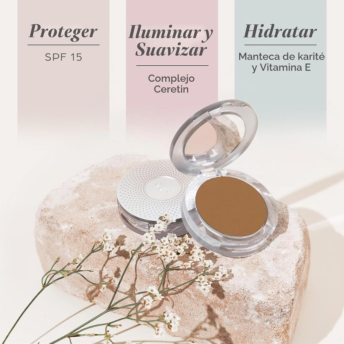 Base de maquillaje mineral prensada 4 en 1 PÜR con SPF 15