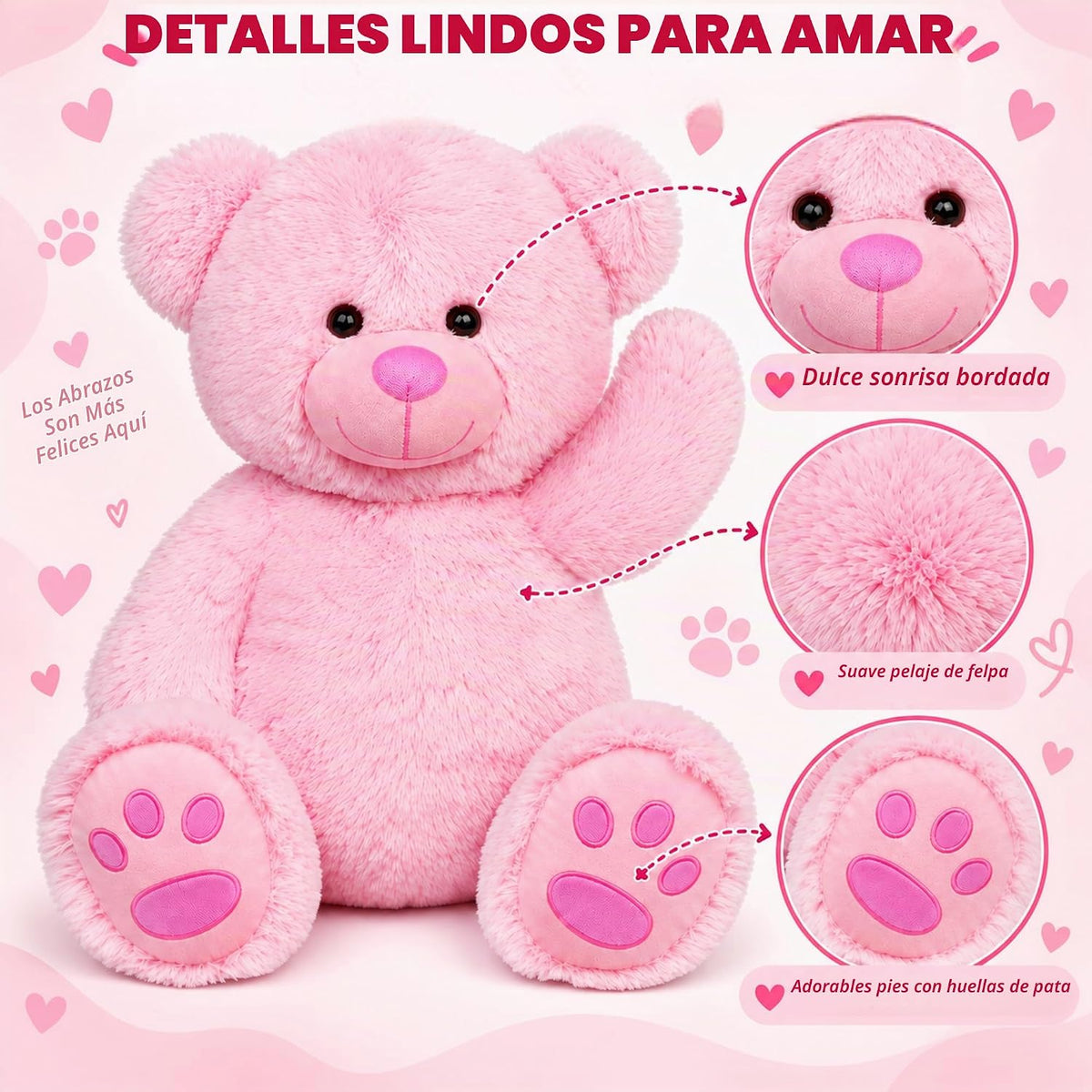LotFancy Teddy Bear - Peluche de peluche suave de 20.0 in, color ro...