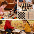 Glintoper Juego de Mesa de Madera 5 en 1 con 2 Tableros Reversibles...