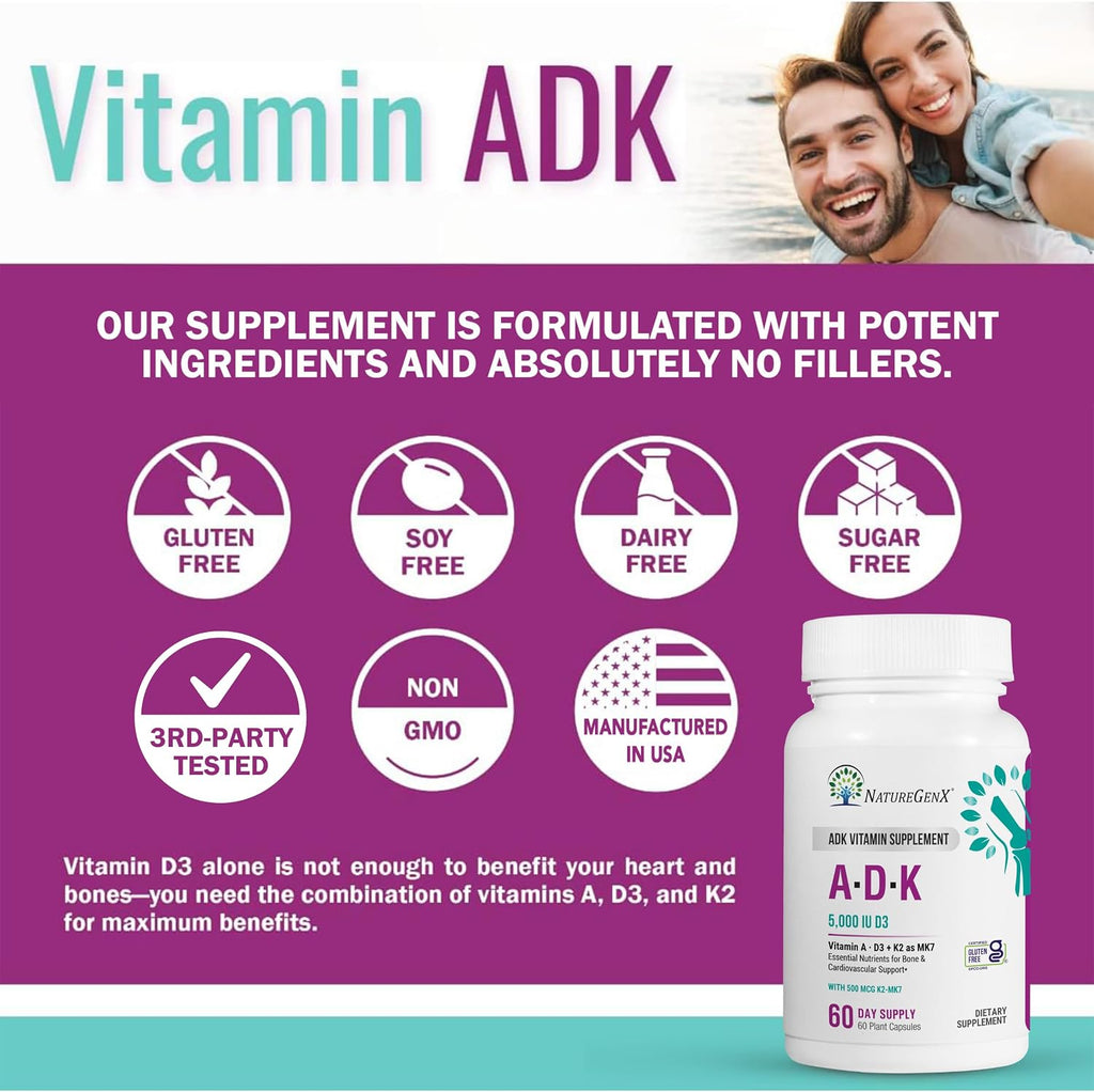 NatureGenX ADK Suplemento vitamínico de 5000 UI \u2013 Vitaminas A,...