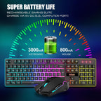 RedThunder K10 Combo inalámbrico de teclado y mouse para juegos, re...