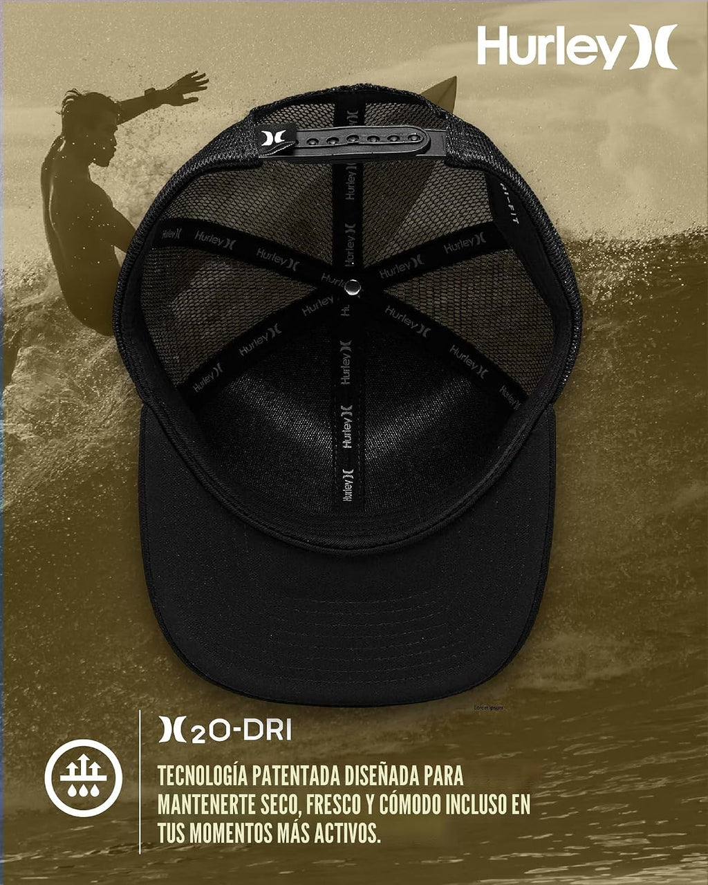 Hurley - Gorro de deporte para hombre, ajustable, ajuste casual, te...