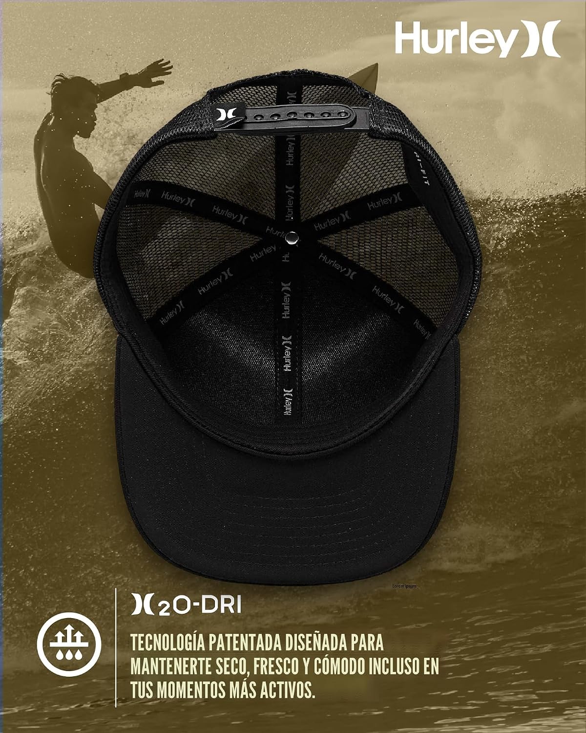 Hurley - Gorro de deporte para hombre, ajustable, ajuste casual, te...