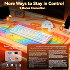 AULA Teclado inalámbrico para juegos blanco cremoso con teclado num...