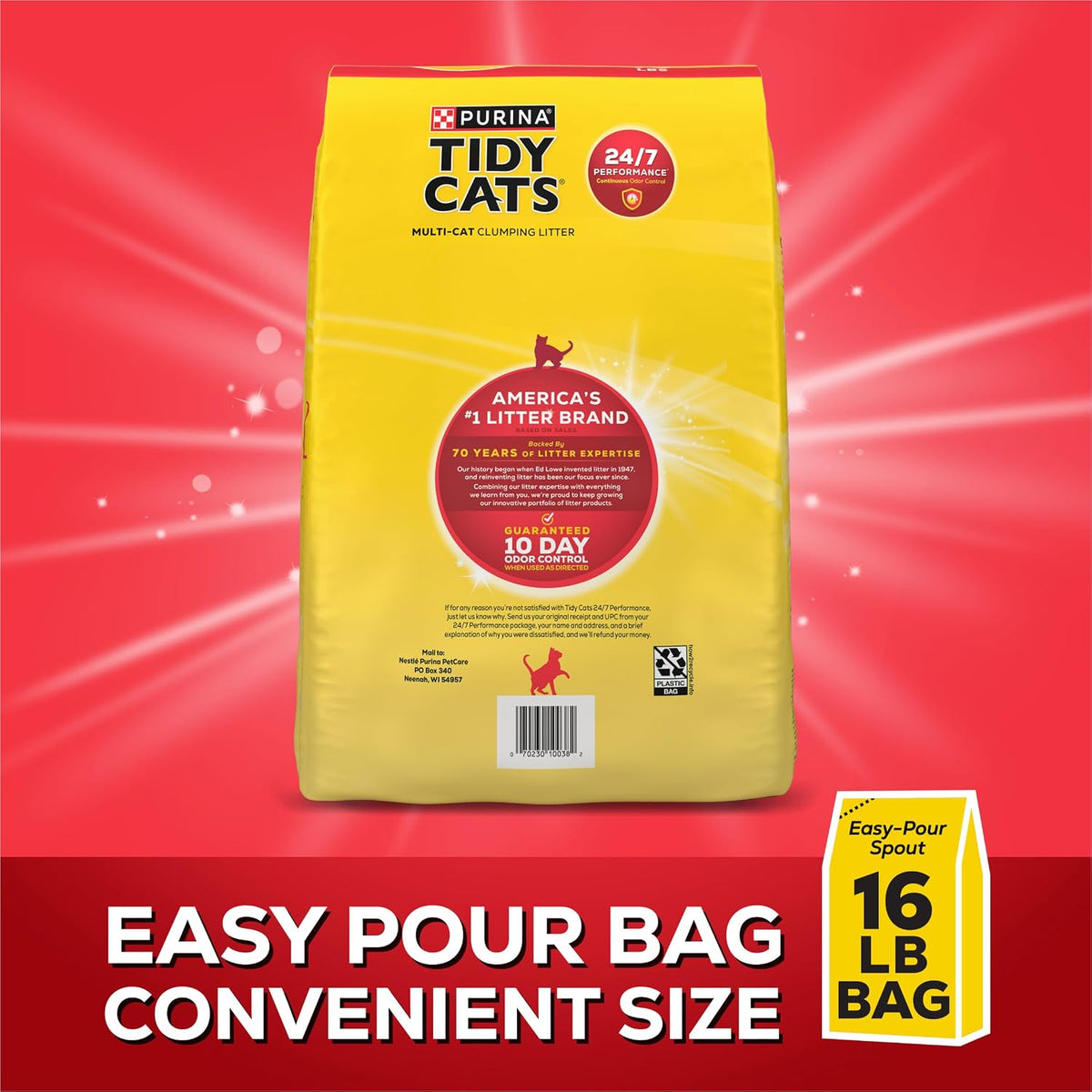 Purina Tidy Cats - Arena aglutinante para gatos con control de olor...