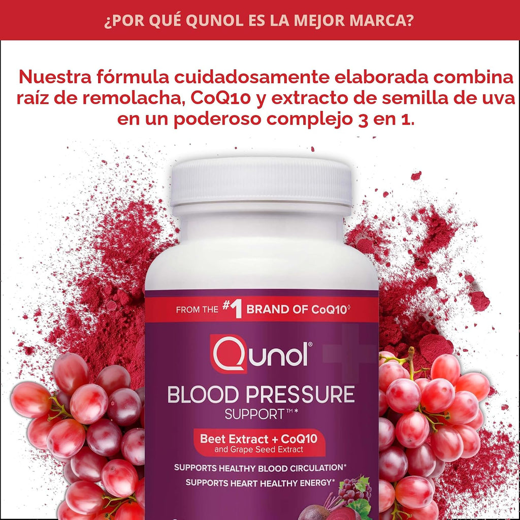 Qunol Soporte de presión arterial, remolacha 3 en 1 + CoQ10 + extra...