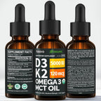 (Paquete de 4) Gotas Orgánicas de Vitamina D3 K2 con Aceite MCT Ome...