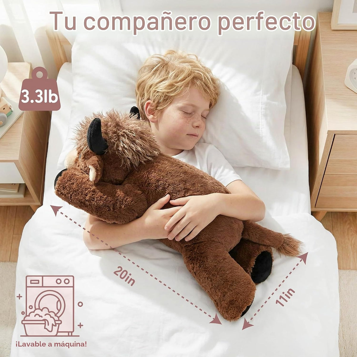 Niuniu Daddy Vaca Highland de peluche de 20 pulgadas con peso de 3....