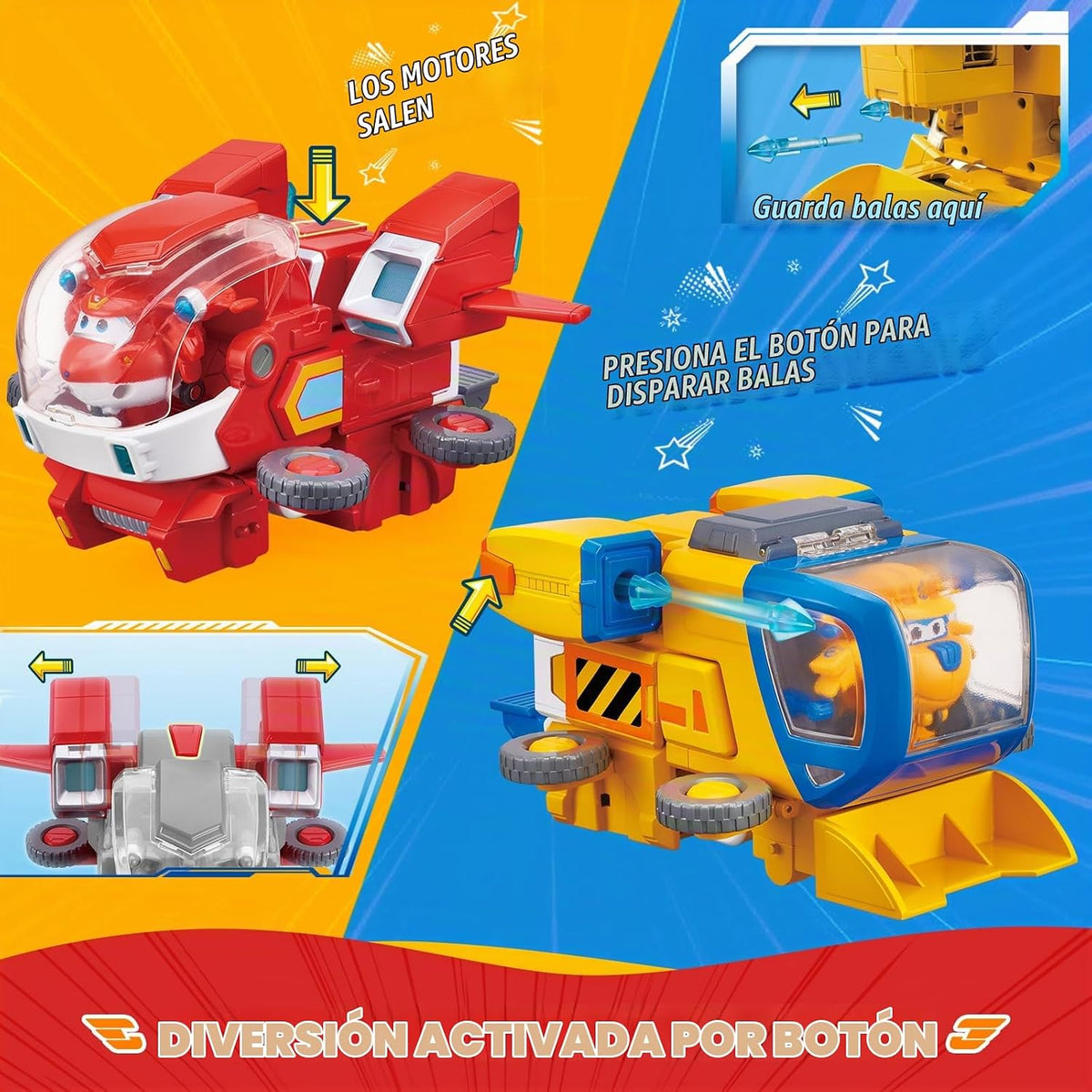 Super Wings Juguetes, robot transformador Super Mecha de Jett de 7...