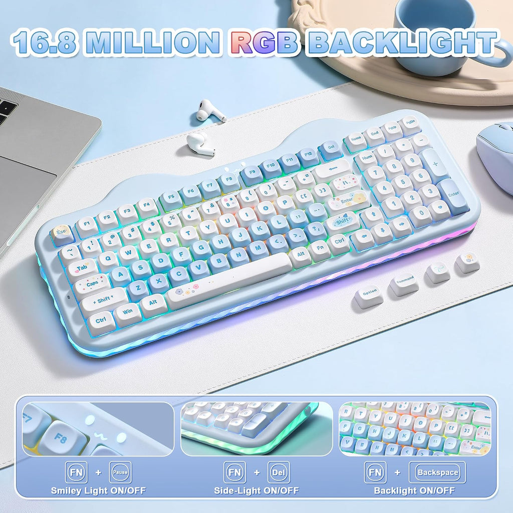 YUNZII C98 Cute Cake Teclado mecánico inalámbrico (azul, interrupto...
