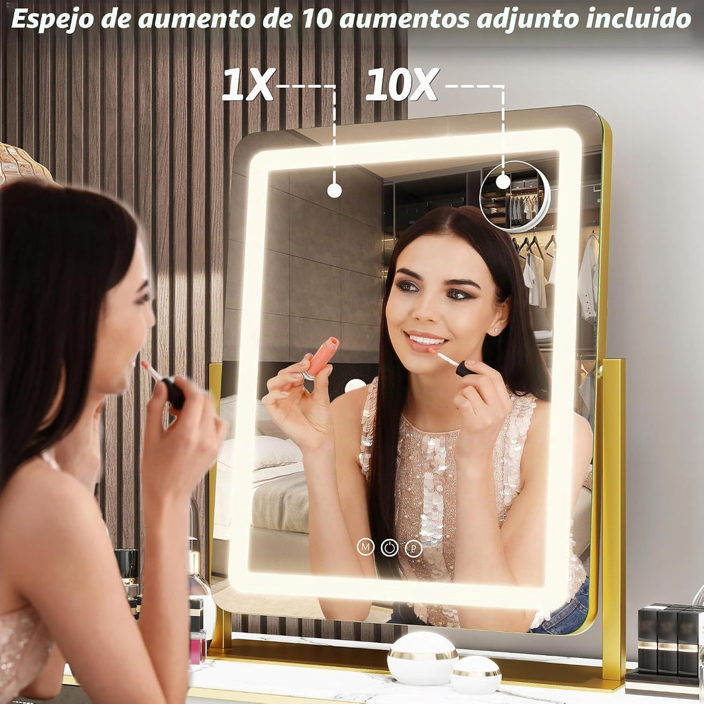 FENNIO Espejo de tocador con luces de 22 pulgadas, espejo de maquil...