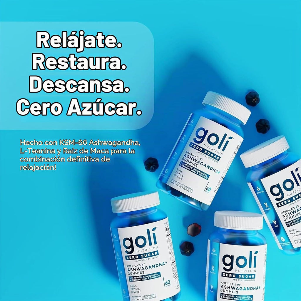 Goli Gomitas Ashwagandha sin azúcar, 60 unidades cada una (5 unidad...