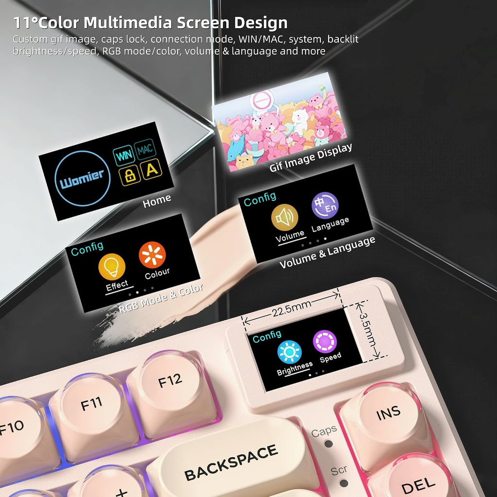 Teclado mecánico Womier SK80 75% Foundation con pantalla multimedia...