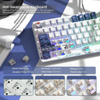 Teclado Womier SK80 75% con teclado para juegos con pantalla multim...