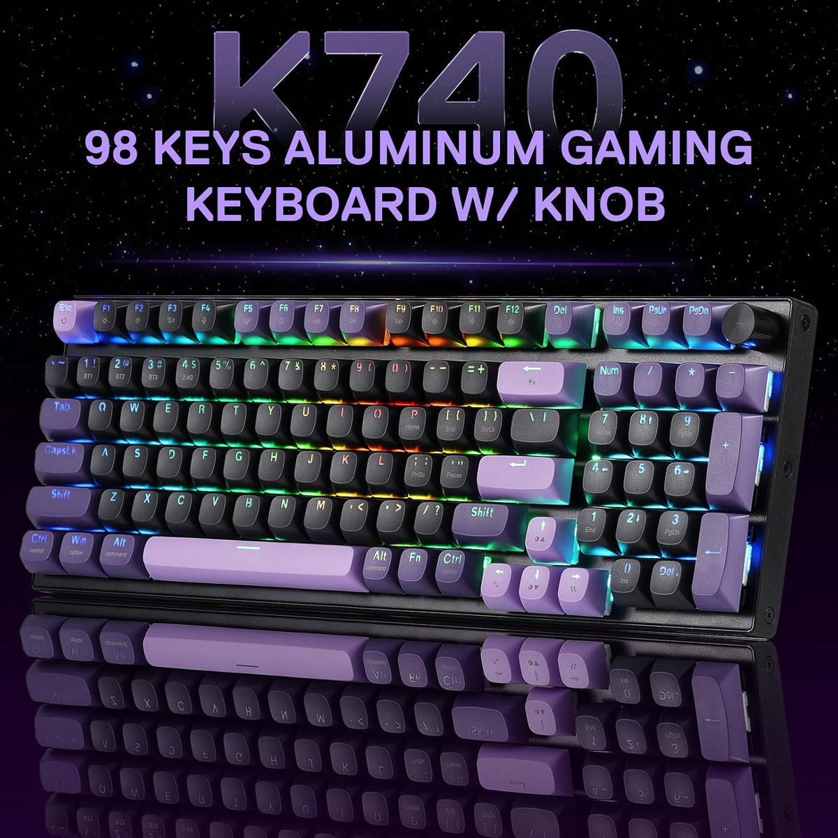 Teclado para juegos RGB inalámbrico Redragon K740 PRO, base y peril...