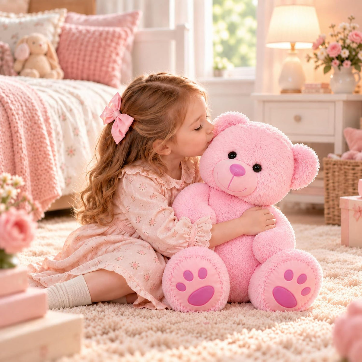 LotFancy Teddy Bear - Peluche de peluche suave de 20.0 in, color ro...