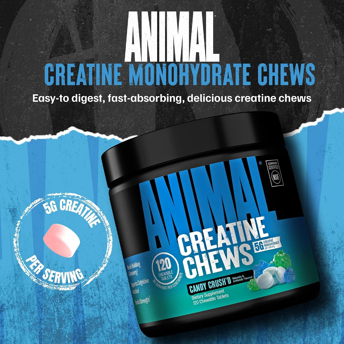 Animal Gomitas de Creatina \u2013 Tabletas masticables mejoradas de...