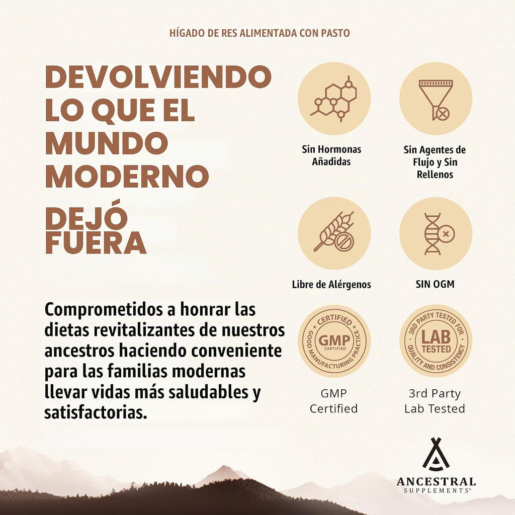 Ancestral Supplements Hígado vacuno alimentado con pastura (disecad...