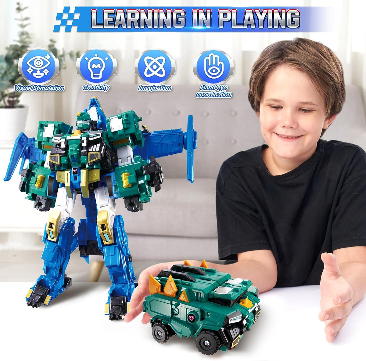 QUANTUM HEROES DINOSTER Stego Blast Wing 11.8in - Robot 3 en 1, 5+...