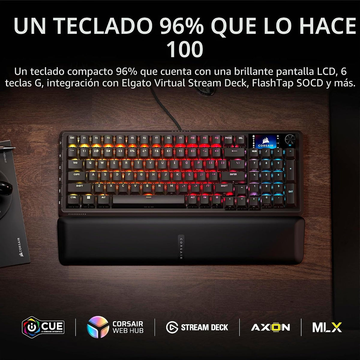 CORSAIR Vanguard 96 Teclado mecánico con cable para juegos - Negro...
