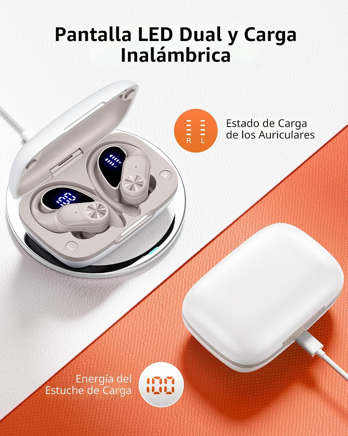 PocBuds Auriculares Bluetooth inalámbricos 80 horas de reproducción...