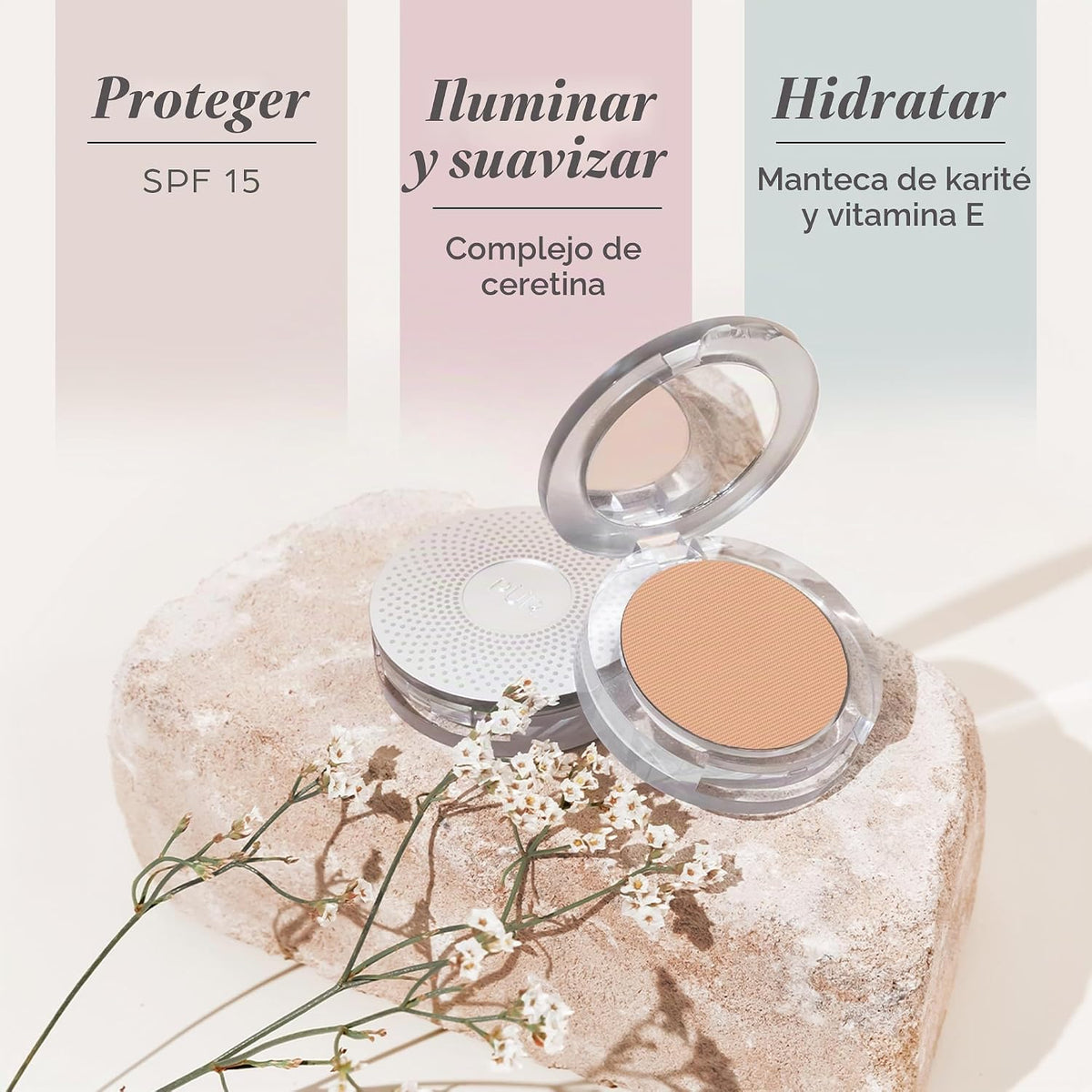 Base de maquillaje mineral prensada 4 en 1 PÜR con SPF 15