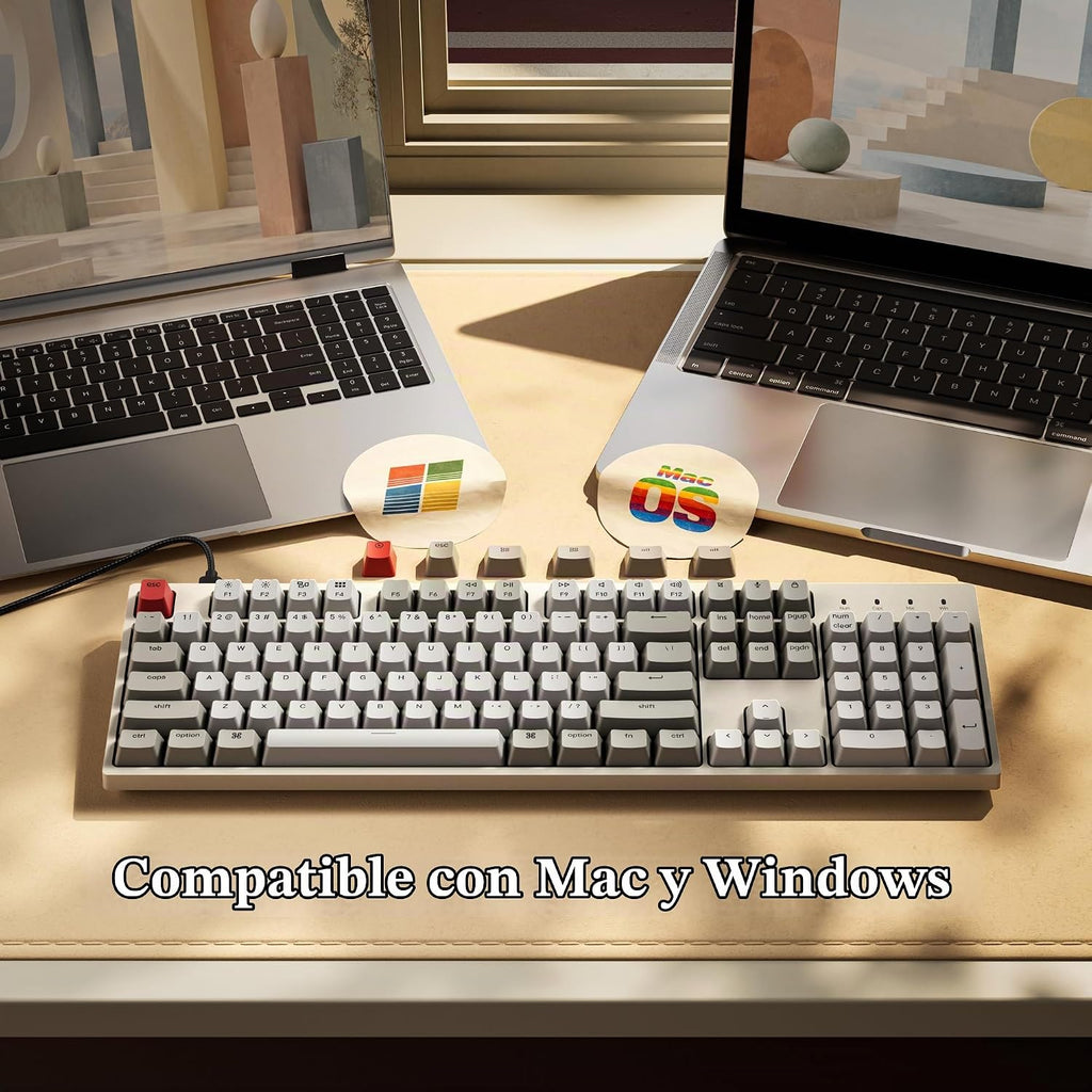 Keychron C2 Teclado Mecánico con Cable de Tamaño Completo Compatibl...